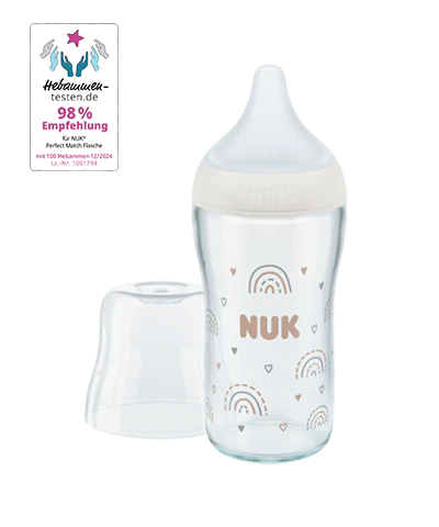 Tetero NUK Perfect Match de Vidrio con Chupo de Silicona Suave