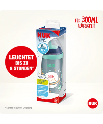 Tetero NUK Kiddy Cup Night 300ml con boquilla resistente