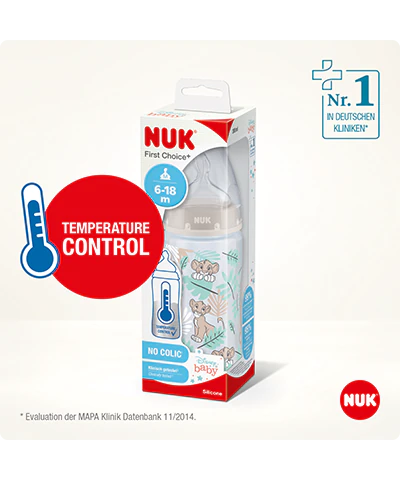 Tetero NUK Disney El Rey León 300ml con Control de Temperatura