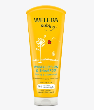 Loción de baño y champú para bebés con caléndula Weleda